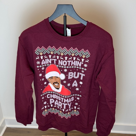 Jerzees Tops - Tupac Ugly Christmas Sweater Size Small “Ain’t Nothing But A Christmas Party”